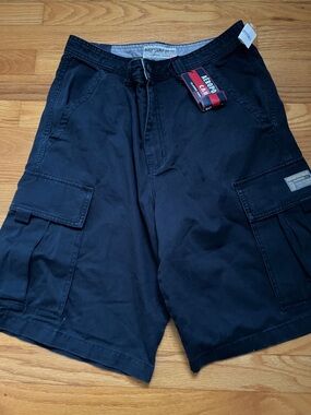 Aeropostale Men's Dark Black Cargo Shorts with Utility Pockets